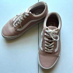 Vans Leather Pink and White Skate Sneakers